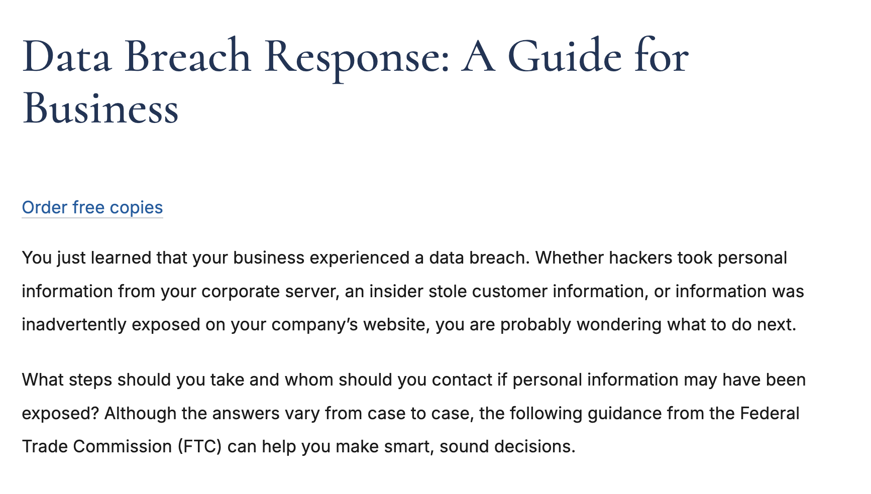 FTC Data Breach Guidelines