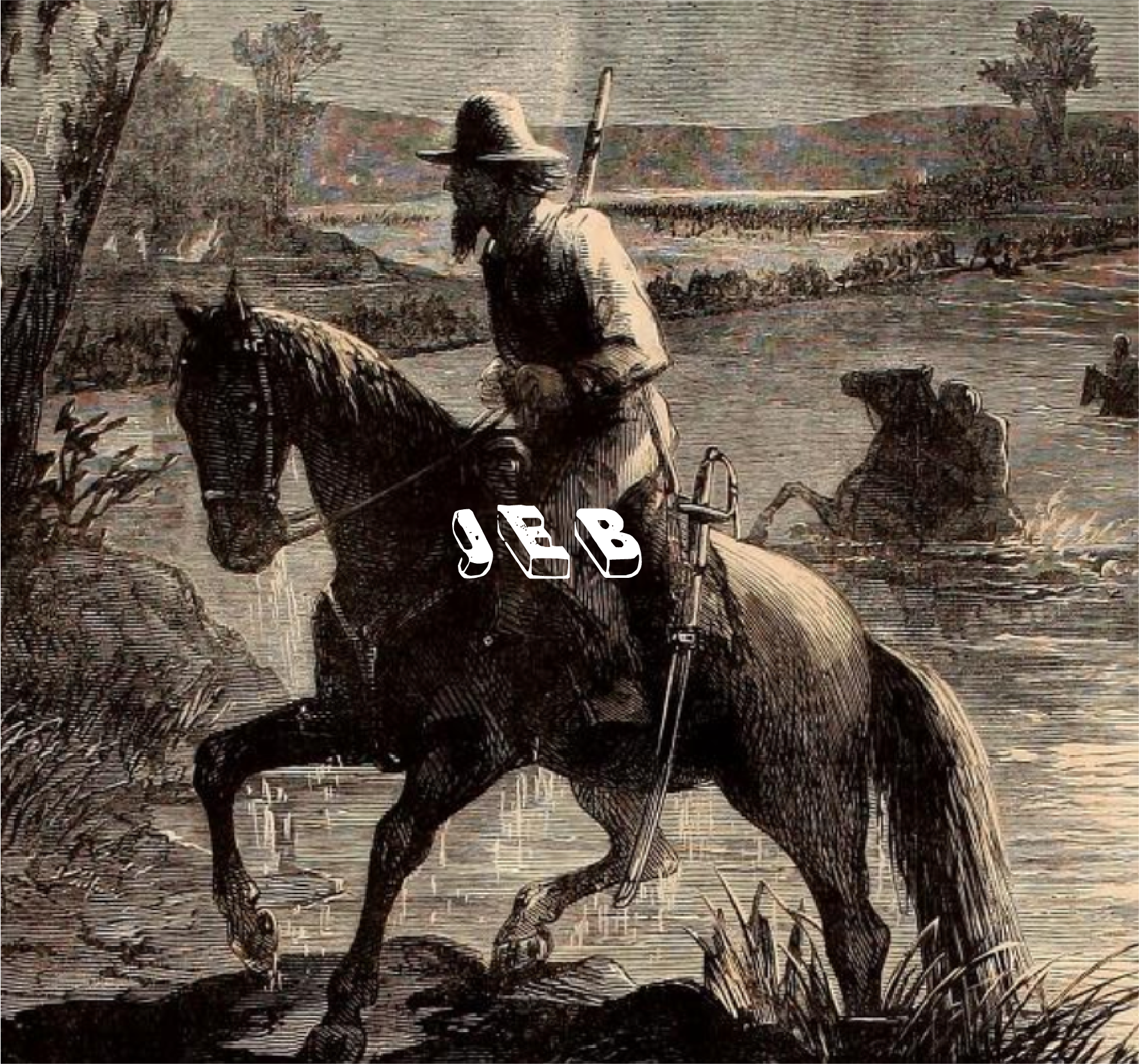 A Confederate cavalryman crosses the Potomac