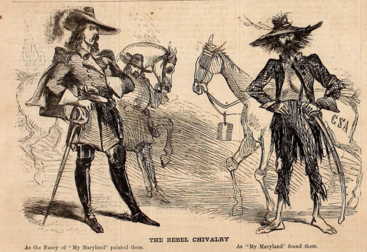 Harpers caricature of Rebels that crossed into Maryland in 1862.
